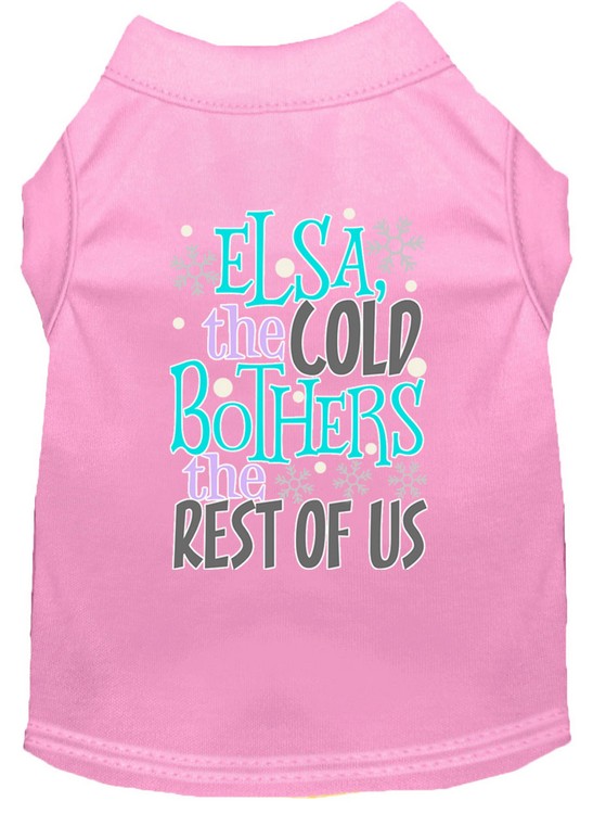 Elsa, the Cold Screen Print Dog Shirt Light Pink XL